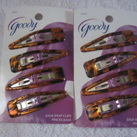8 Goody Julia Snap Hair Clips Striped Gelly Epoxy Covered Leopard Spots Wild - Picture 9 of 10